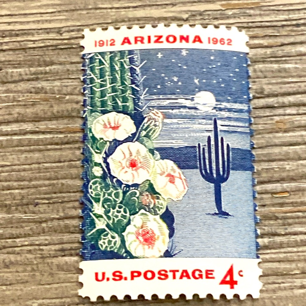 5/$10❤️❤️❤️Vintage 1962 ARIZONA 4cents UNUSED U S POSTAGE STAMP